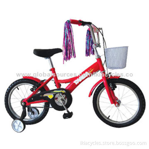 Children's bicycles with steel basket, V-brake, rubber tyre, green products, CE certificate